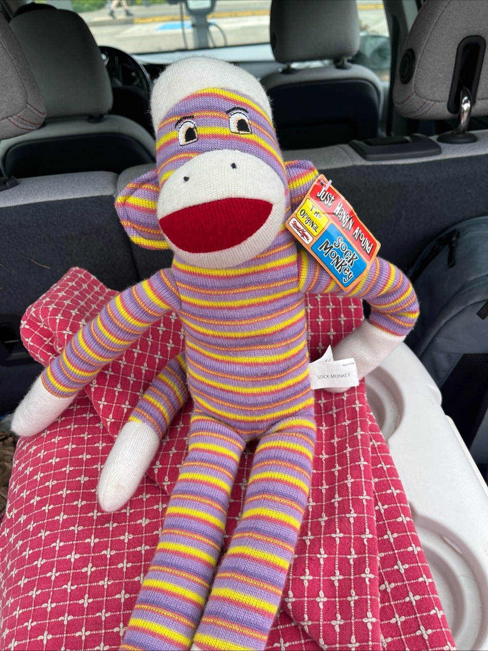 Striped Purple & Yellow sock monkey stuffed animal “street players” rare NWT